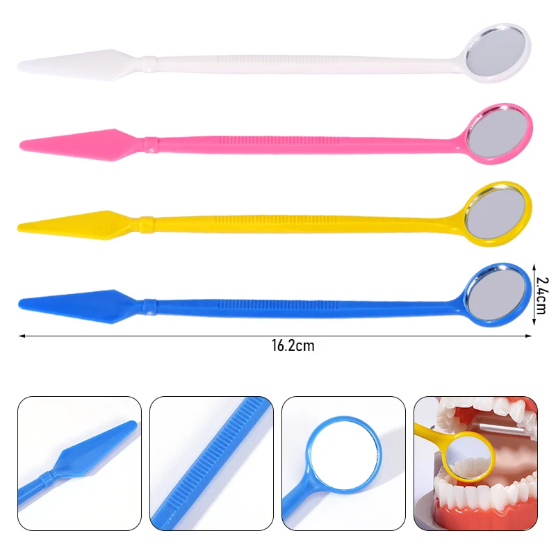 5pcs Dental Disposable Mouth Mirror Plastic Oral Mirror with Mixing Spatula Knife Tooth Whitening Exam Reflector Dentist Tools