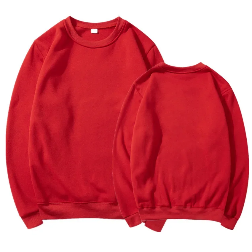 Einfache Rundhals-Sweatshirts für Herren und Damen, Frühling und Herbst, warme, bequeme, mit Fleece gefütterte Pullover-Oberteile, sportliche, lässige, locker sitzende Pullover – Detail 14