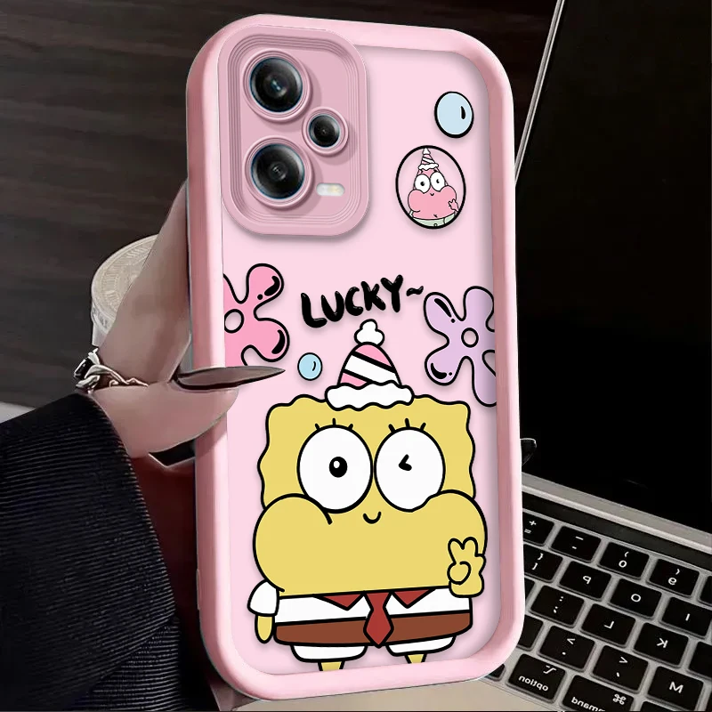 Anime SpongeBobs Phone Case for Xiaomi Redmi Note 13 12 11 Pro Plus 4G 5G 12S 11S 10S 10 9 9S 8 12C 13C A3 Soft Silicone Capa