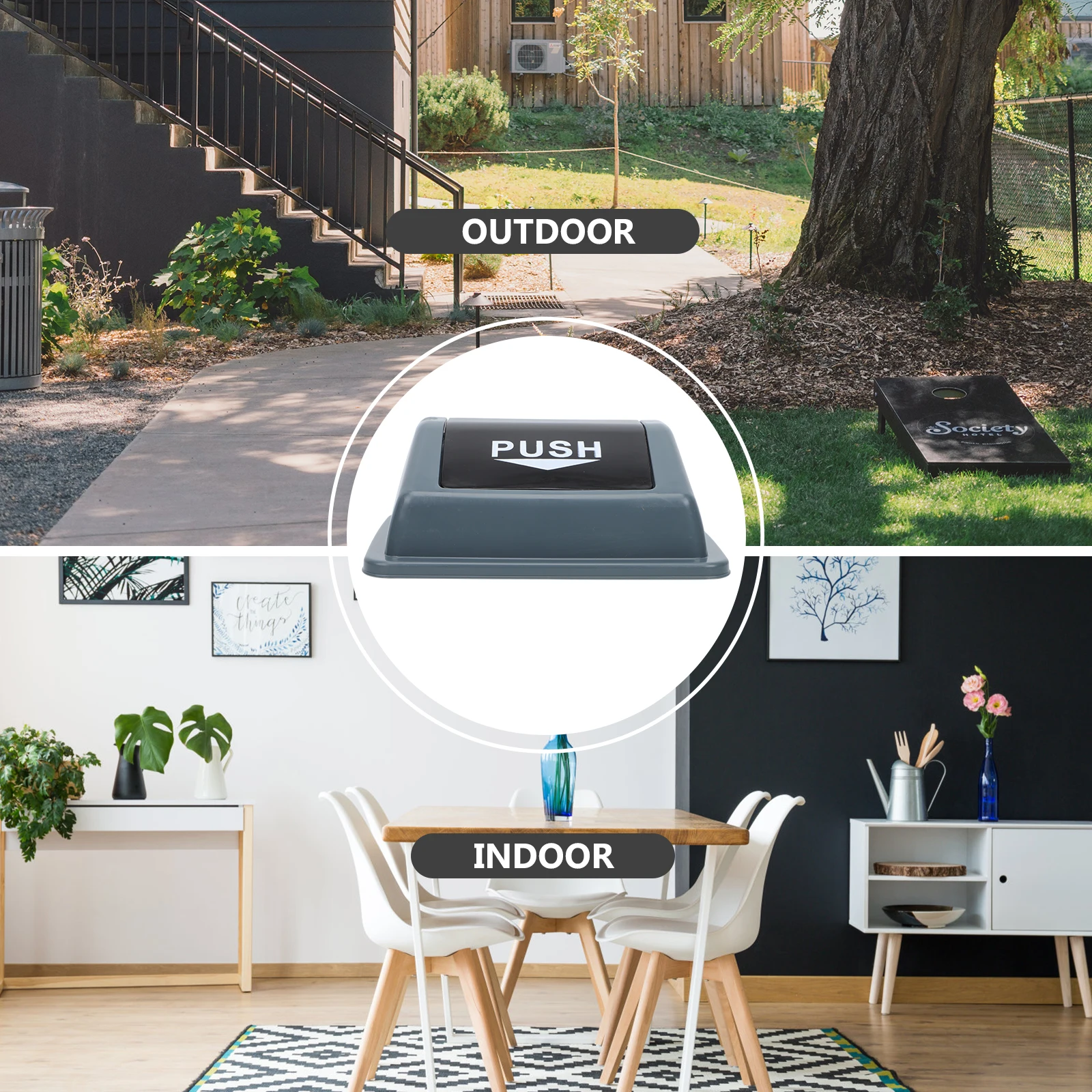 

Trash Can Lid 20L Grey Cover Waste Bin Accessory Replacement Trash Can Cover Garbage Protector Easy Install Stable Performance
