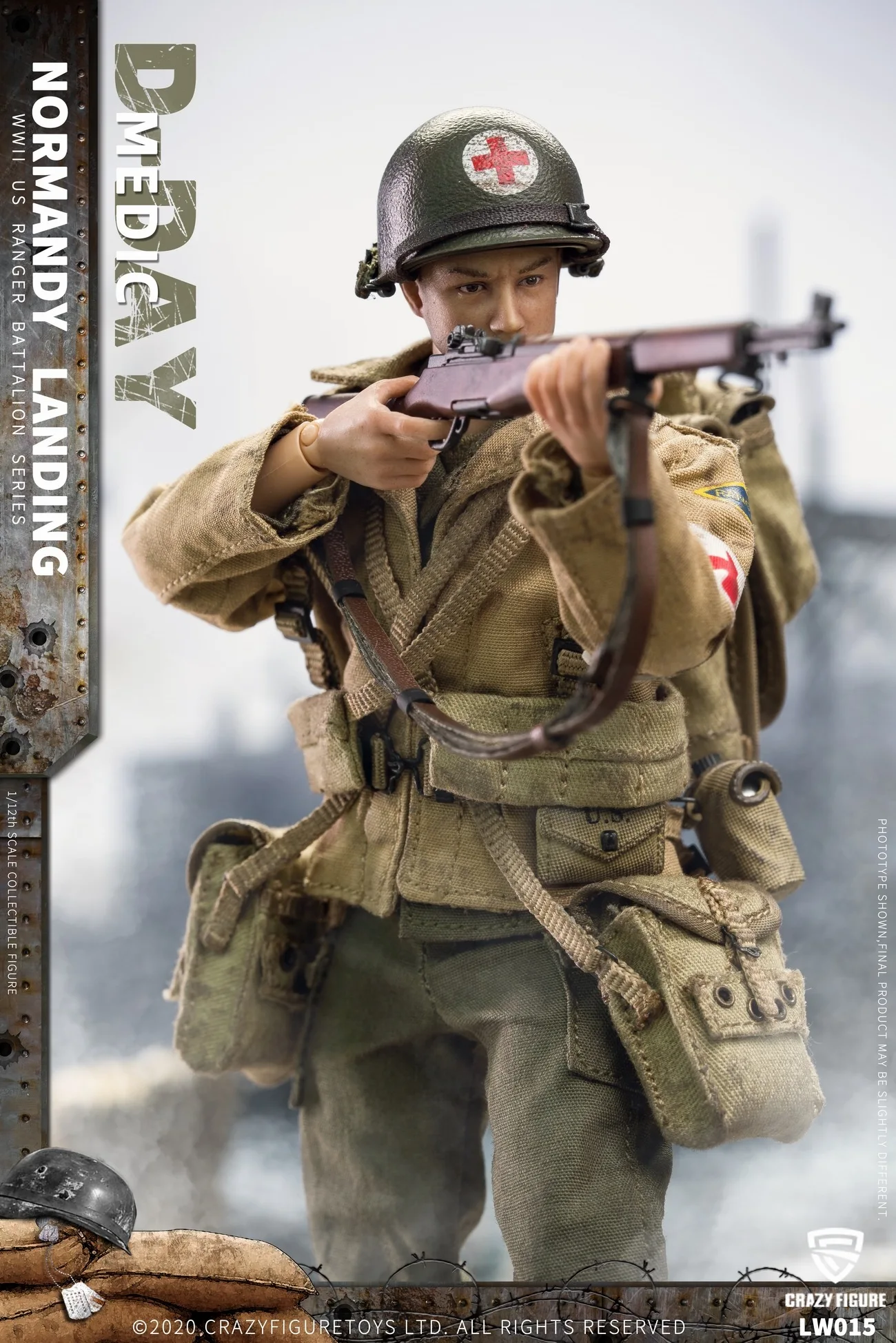 Crazy Figuur LW015 Wwii Us Army Rangers Soldaat Op D-Dag Medic 1/12 Action Figure