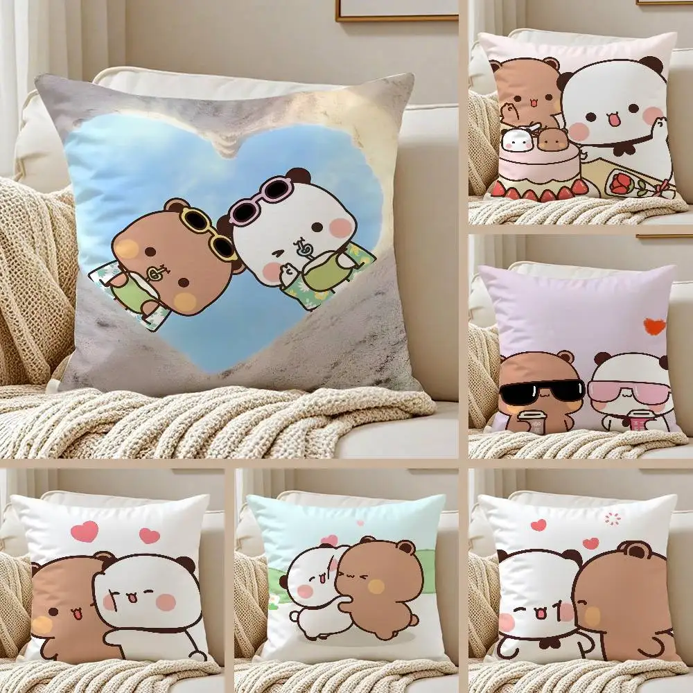 Cartoon Rolle Bubu & Dudu Paar Kissenbezug Anti-Dustmite Kissenbezug Unsichtbarer Reißverschluss Seidiger kurzer Plüsch-Sofa-Kissenbezug