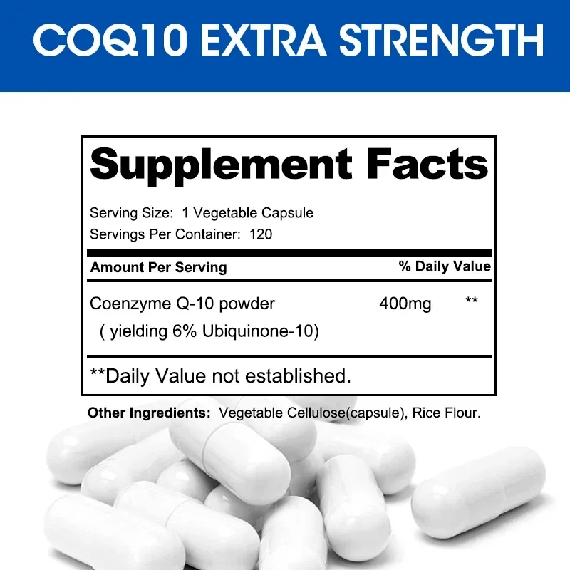 Organic Ultra High Absorption COQ10 Coenzyme Q10 Vascular and Heart Health Blood Pressure Balance Support Energy Brain Function