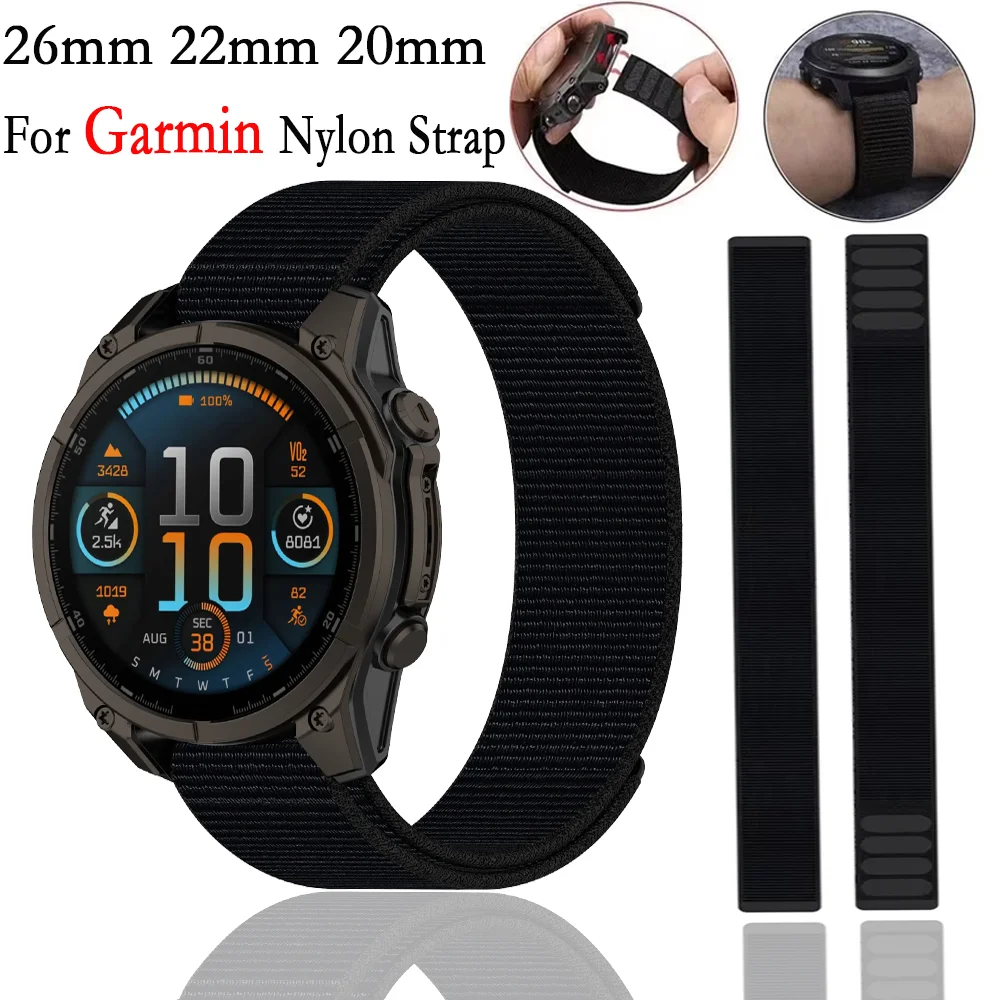 26mm 22mm 20mm Hook Loop Sports Nylon Strap for Fenix E 7X 6X 7X Pro Enduro 3 7Pro Quatix7Pro Replace wristband Garmin Fenix 8