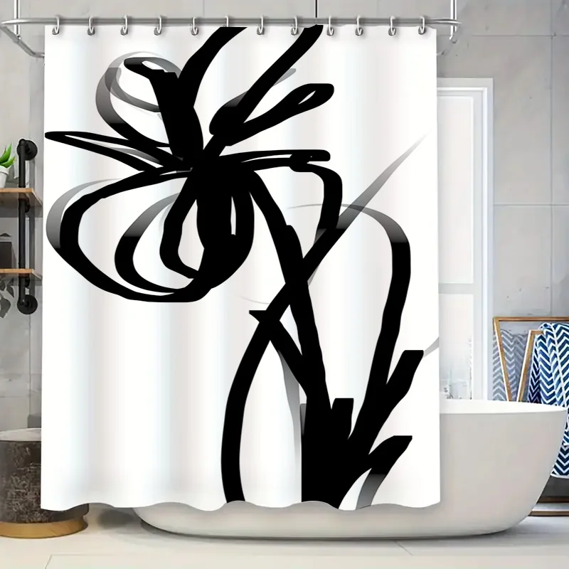 

Уникальная черно-белая занавеска для душа для декора ванной комнаты, современный минималистичный стиль