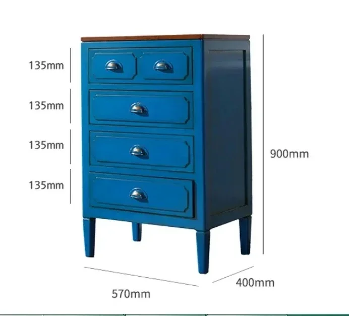 Y1 All solid wood drawer cabinet blue American country simple wind storage locker