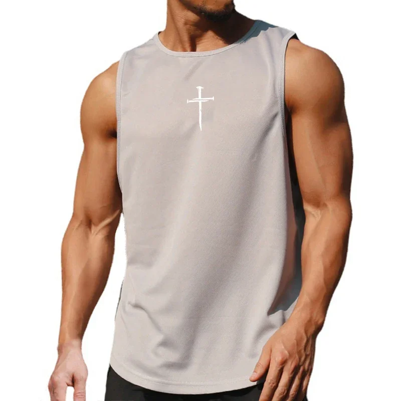 FITNESS SHARK Quick-drying Men's Running Vest Sleeveless Outer Wear Muscle Training T-shirts Breathable Sportswear