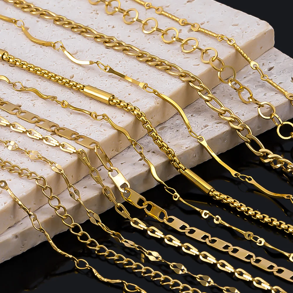 Catene per labbra placcate in oro in acciaio inossidabile non sbiadito da 1M 2M Catena fai da te per cucito Collana Bracciale Creazione di gioielli Accessori