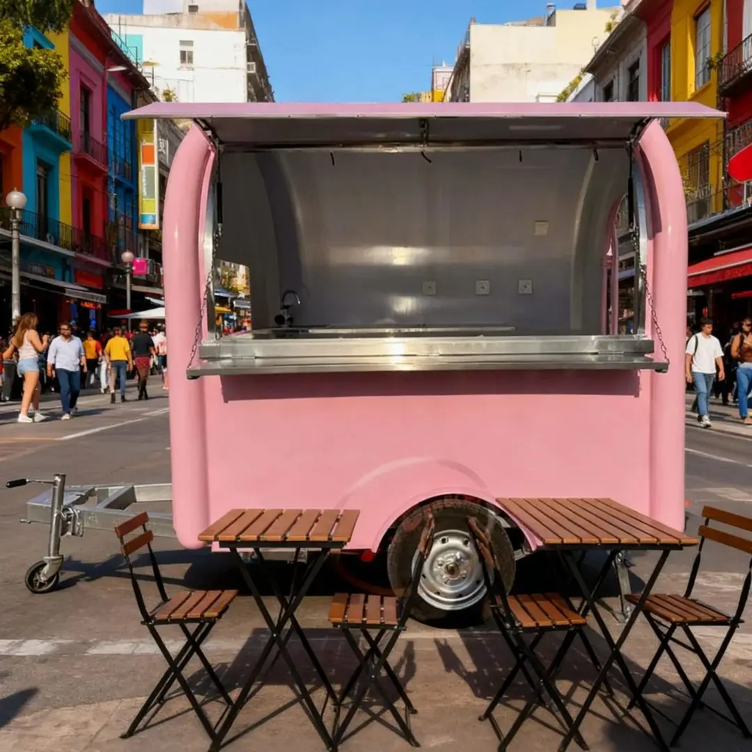 

Round Mobile Food Cart for Scenic Spots and Campsite Multifunctional Food Trailer a Must-Have for Stall Business