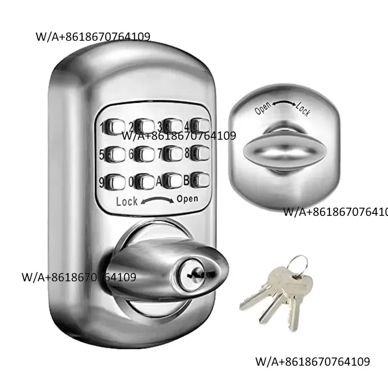 Bravex Durable Keyless Deadbolt Keypad Entry Password Door Lock Zinc Alloy Shabbos Lock-No Risk Waterproof Anti-Theft Silver