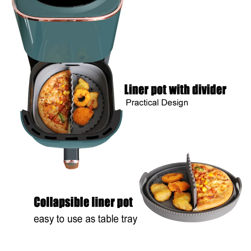 1/2 Airfryer سلة سيليكون فرن صينية الخبز قالب من السيليكون للمقلاة الهوائية البيتزا المقلية سلة الدجاج المقلاة الهوائية أطباق الخبز عموم