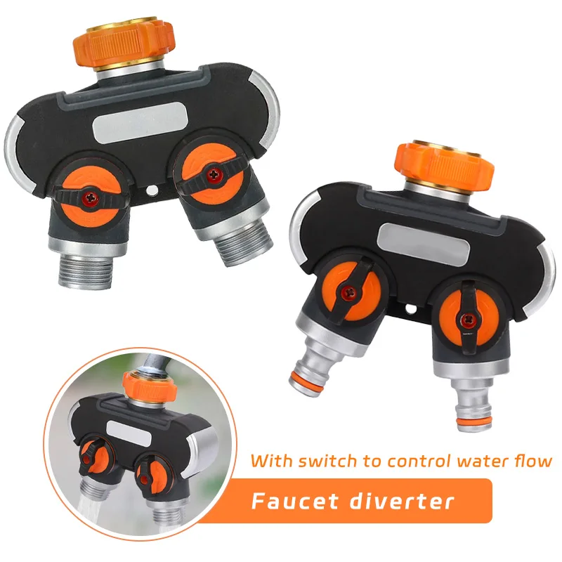 

Garden Irrigation Water Tap Splitters One Pass Two Outdoor Tap And Faucet 1/2" 3/4" Water Divider Garden Watering Distributor