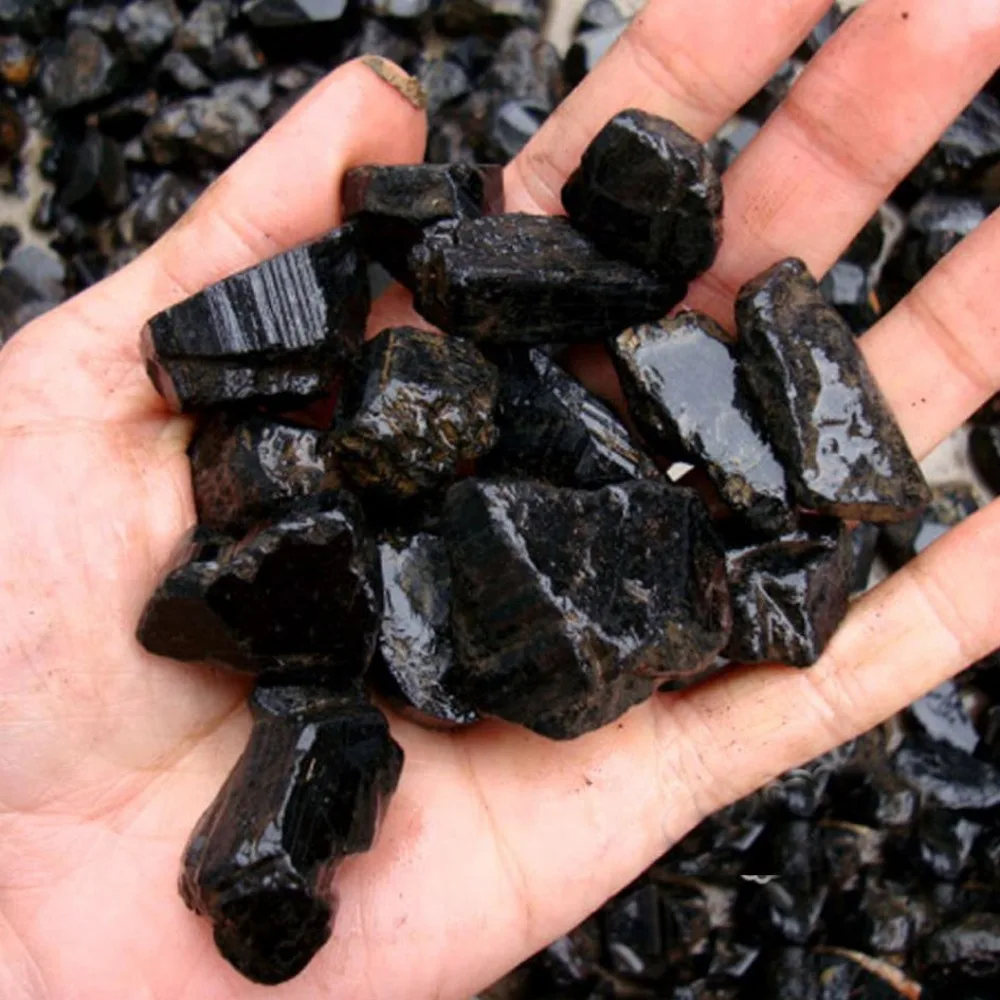 Black Tourmaline Crystal Rough Stone Rock Mineral Gravel Specimen for Grounding and Protection 1pc