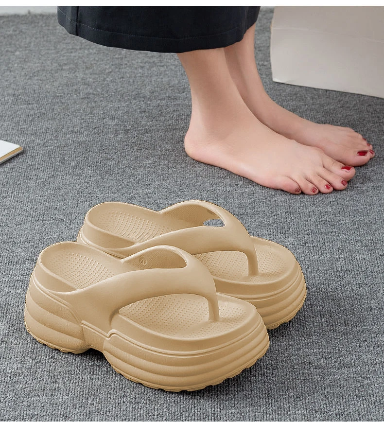 الصيف سميكة القاع المضادة للانزلاق زيادة الارتفاع كليب على الوجه يتخبط مريحة الأحمر الساخن إيفا النعال المرأة sandalias goticas