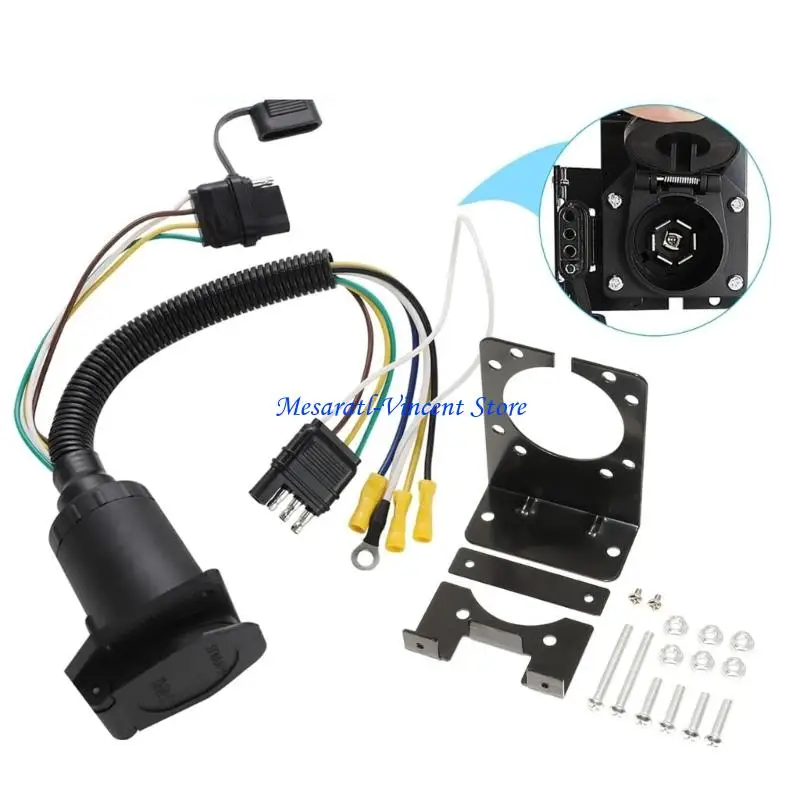 A70F 4 Pin to 7 Pin Trailer Light Wiring Harness Adapter Converter Set for Car Towing
