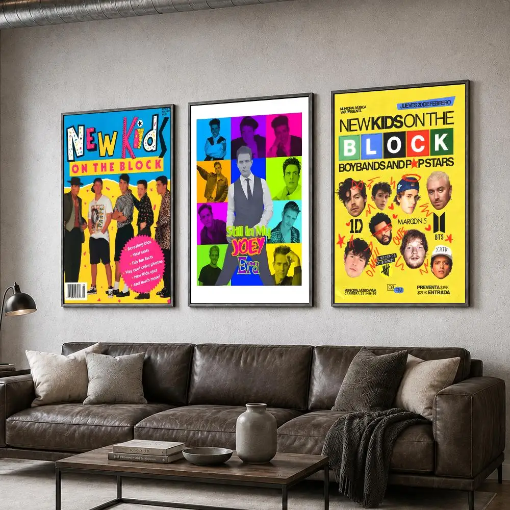 Music New Kids On The Block Boy Band Poster  PP Self Adhesive Home Garage Dorm Bar Wall Decor Aesthetic Retro Gift