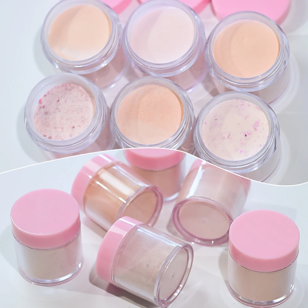 Zestaw pudrów akrylowych 5/6/7 Jar Nude, różowy brokat, neutralny puder akrylowy do dipingu, do przedłużania i modelowania paznokci akrylowych, do francuskiego manicure, pyłek.