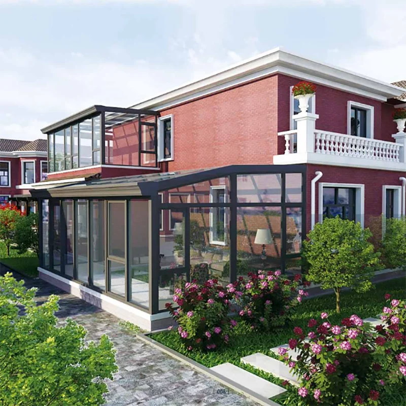 10x12 FT Free Standing Aluminum Sunroom Veranda Prefabricated Roof Patio Enclosure Tempered Glass House Outdoor Garden Modern
