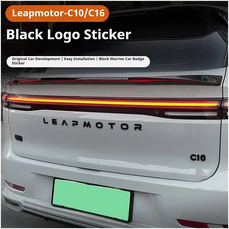 3D Gloss Black Car Logo Badge Cover Self Adhesive Emblem Decal For Leapmotor C10 C16 Custom Fit Exterior Decorative Accessories