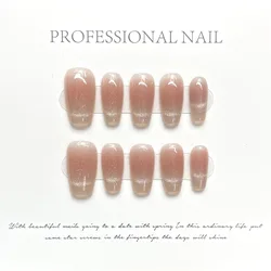 10Pcs Nude Pink Handmade Nail Tips Simple Long Ballet Press on False Nails Wearable Full Cover Fake Nails Finished Manicure