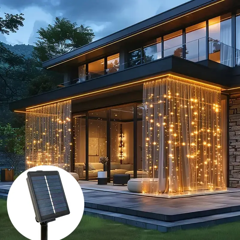 

LED Solar Fairy Curtain Lights Waterproof Outdoor String Lights Christmas Garland String Lights Deco For Yard Garden Pavilion