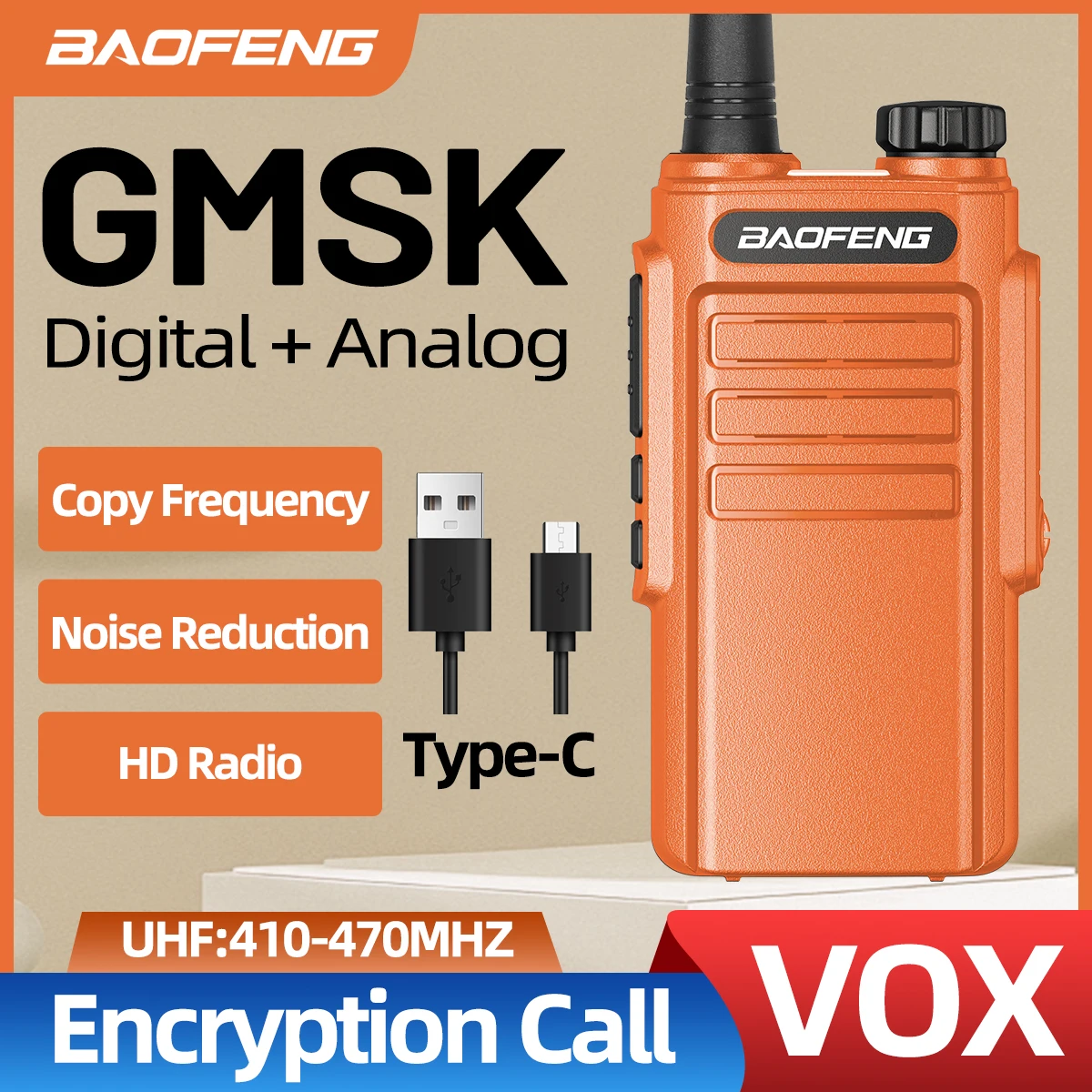 2PCS Baofeng GMSK Digitale W31D Walkie Talkie Chiamata crittografata Riduzione del rumore Radio HD Tipo-C Caricatore UHF Radio bidirezionale BF-888s