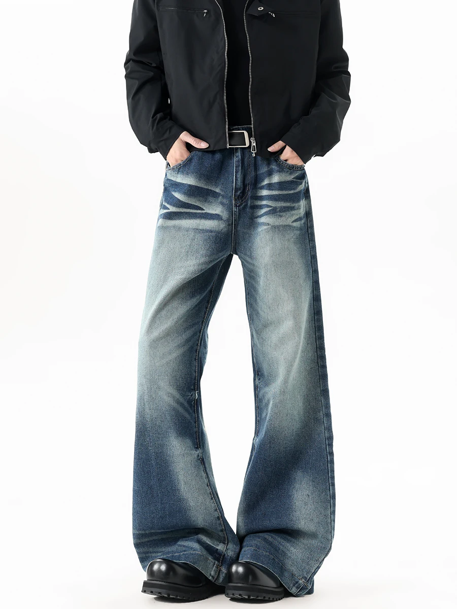 

Свободные прямые джинсы в американском стиле High Street, мужские весенне-осенние винтажные брюки с завышенной талией, свободные джинсы Cool And Haome