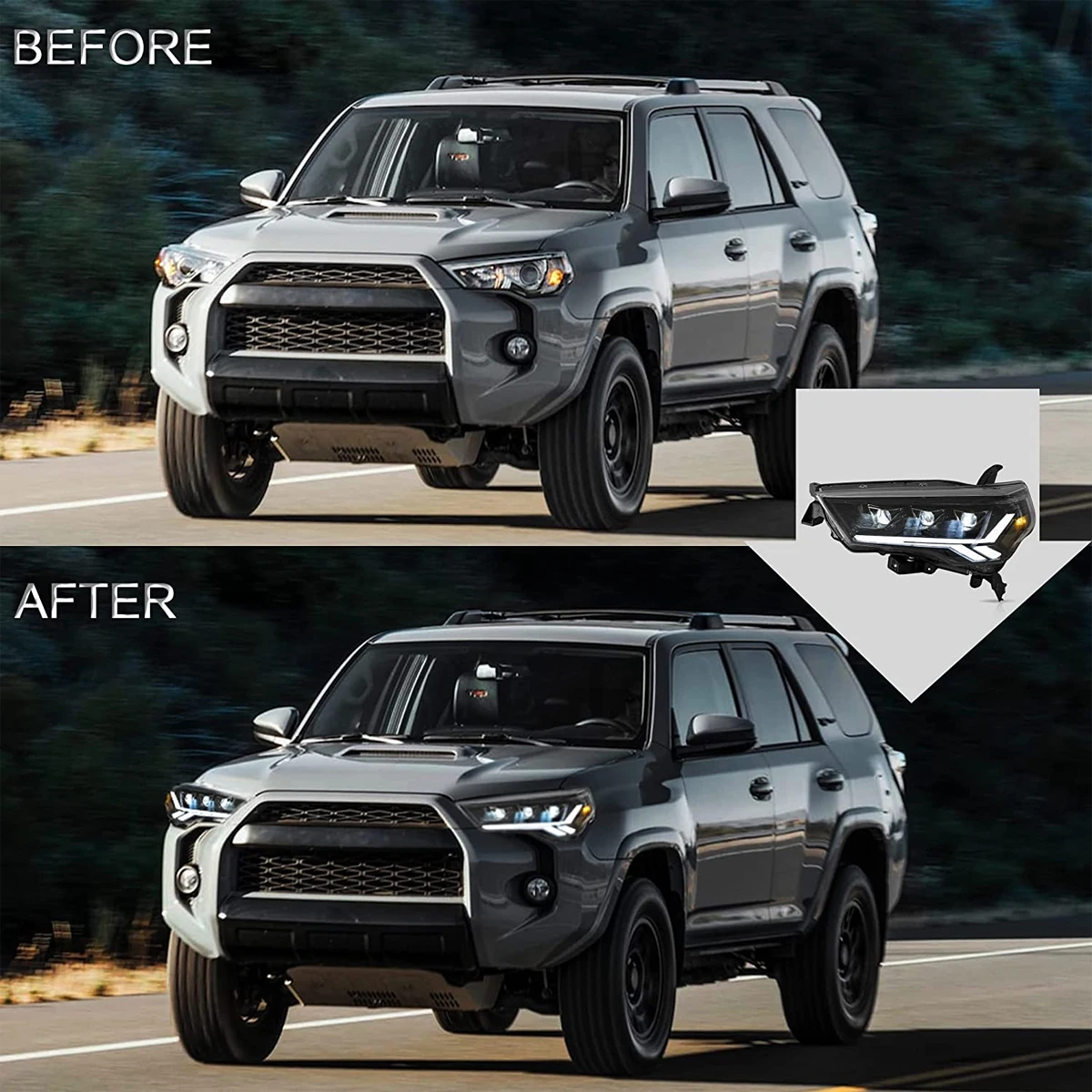 LED retrofit upgrade highlight day line lights Streamed turning lights Headlights For Toyota 4Runner 2014-2021