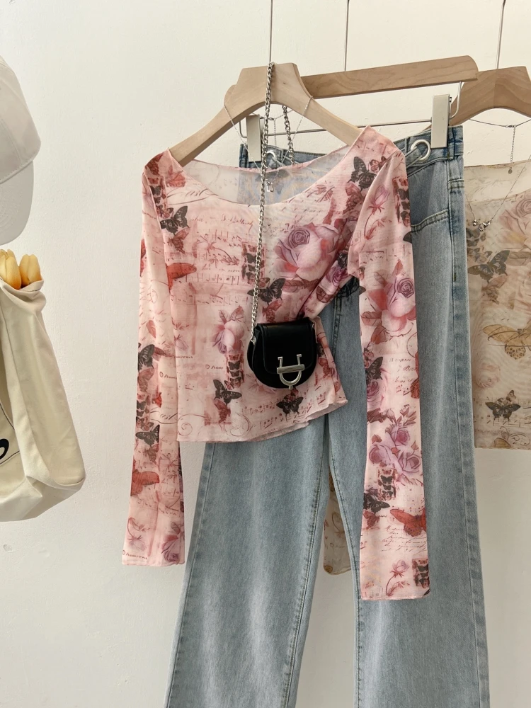 

Print Bell Sve T-irt Women's Summer Slim Fit ort Length Long Sve Me Sun Protection Top Korean Sle rou...