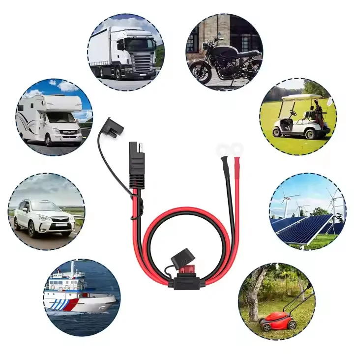 O-نوع محطة السيارة والدراجات النارية شحن البطارية 10A فيوز 60 سنتيمتر 18AWG محطة تمديد كابل إلى كابل SAE #1