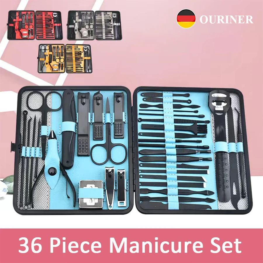Набор для маникюра и педикюра из нержавеющей стали, 36 шт.