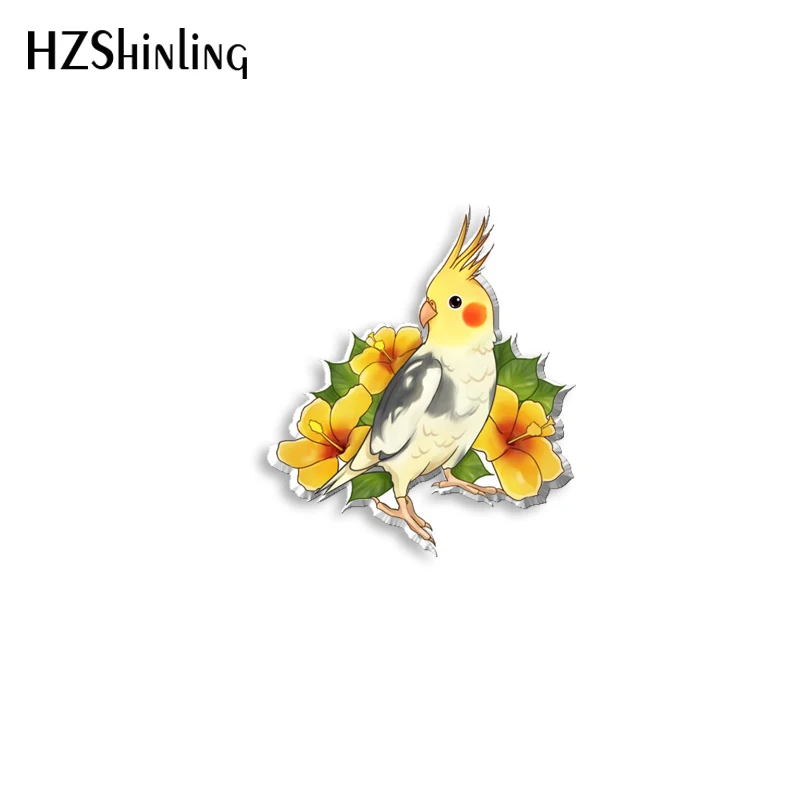 2021 New Flower Cockatiel Acrylic Lapel Pin Bird Epoxy Butterfly Clasp Pin Handmade Butterfly Brooch