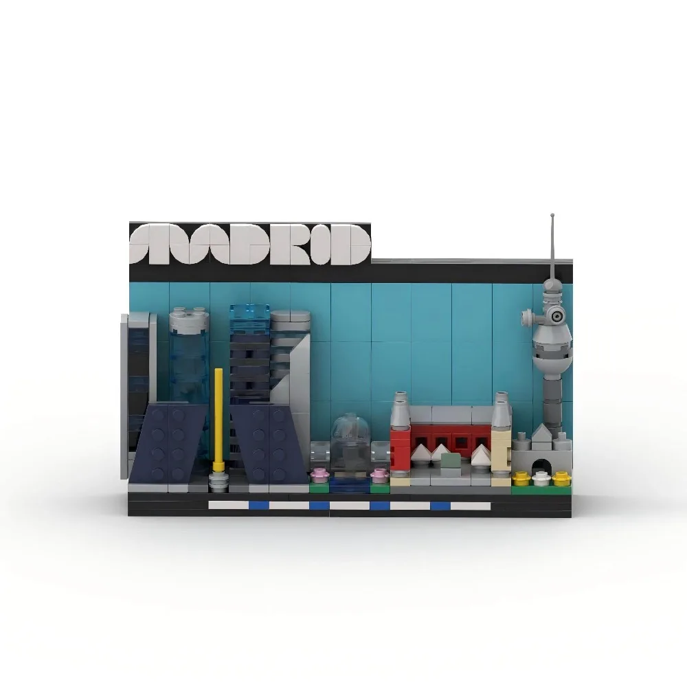 

MOC Architecture City Landscape Madrid Postcard Collection Building Block Assembly Model Bricks Toy Family Friends Holiday Gift
