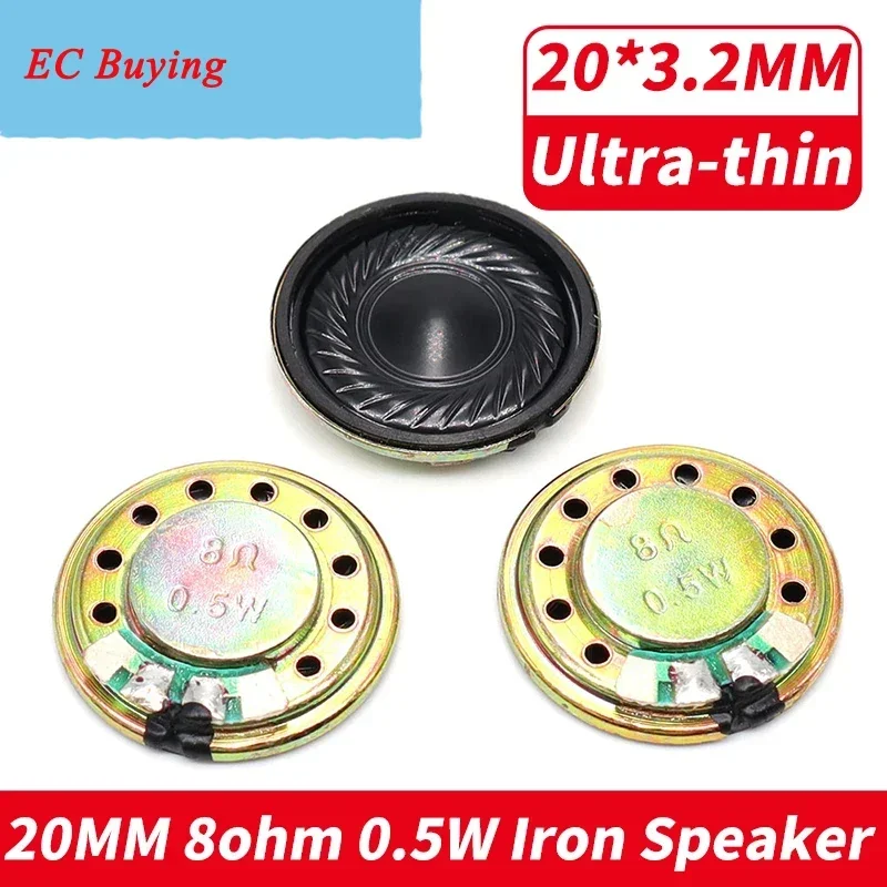 10Pcs/lot 20MM  8 Ohm 0.5W Speaker 8R 0.5 Watt Iron Case Magnetic Ultra-thin Diameter 2CM 20*3.5MM  Speaker for Toy Music Boxes