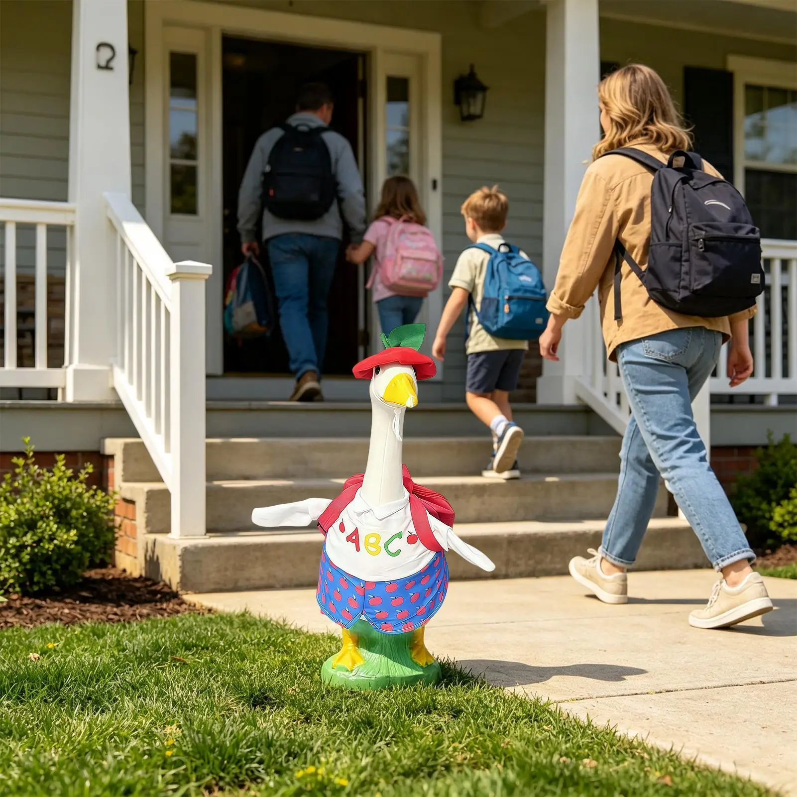 Goose Clothes 23 Inch With Hat And Schoolbag Outdoor Statue Dress Goose School Clothes For Classroom Garden Yard Lawn Patio