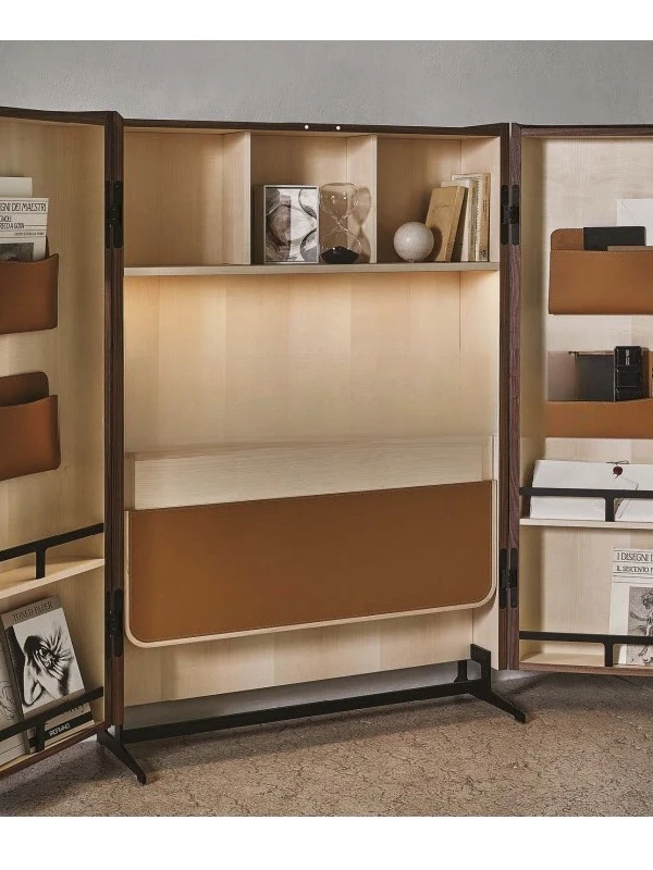 Solid wood folding desk home bookshelf integrated desk