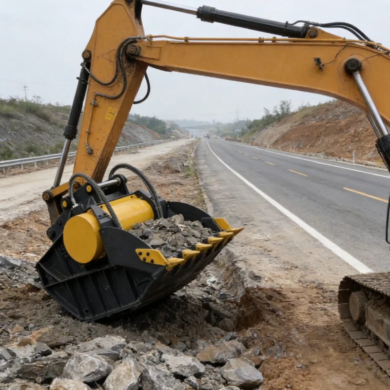 Jaw Crusher Bucket For Excavator Hydraulic Concrete Rock Crushing Bucket Attachment Recycling Demolition Stone Crusher Tool