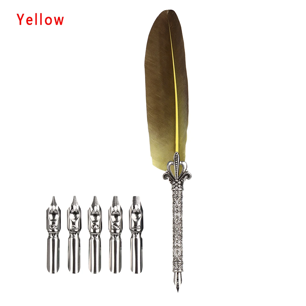 Luxury European Gift Box Calligraphy  Feather Pen English Calligraphy Scuba Dive Writing Vintage Quill
