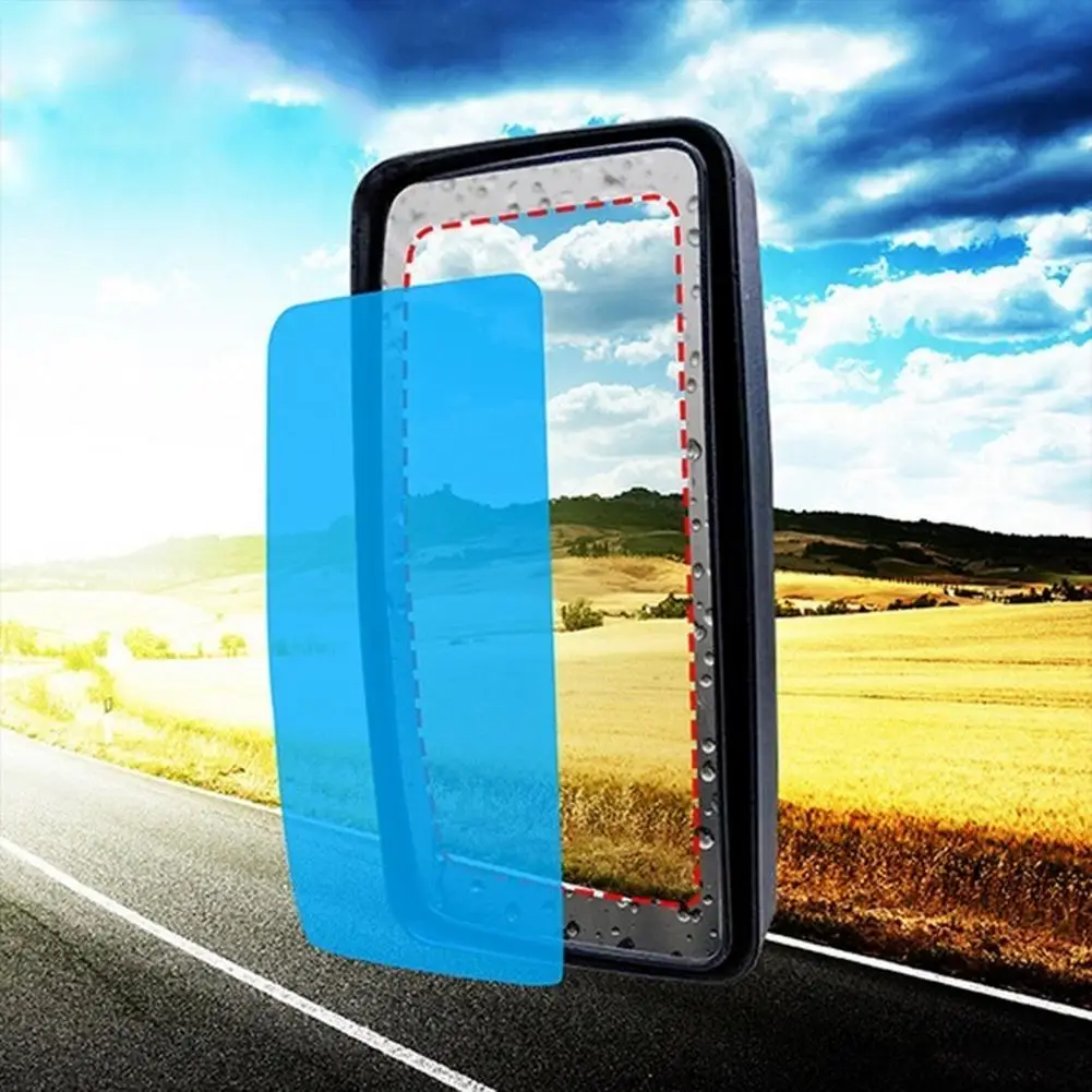 2Pcs Rearview Film Large Hydrophobic Reusable Anti-fog Film Adhesive Mirror Protective Film for Truck