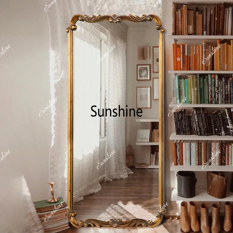 Retro full-body mirror light luxury porch hanging mirror cloakroom full-length mirror