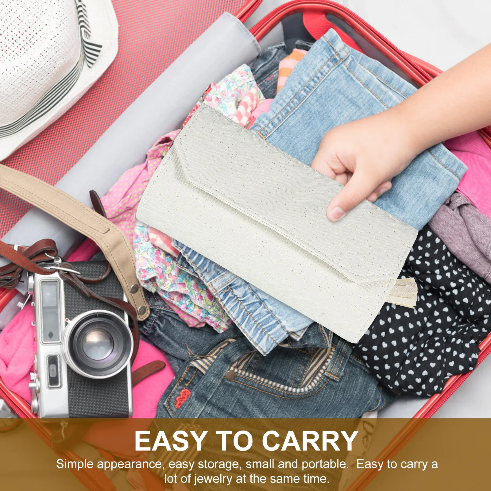 

Jewelry Organizer Roll Lint Travel Foldable Storage Bag Portable Jewelry Roll Up Pouch Finger Ring Foldable Holder