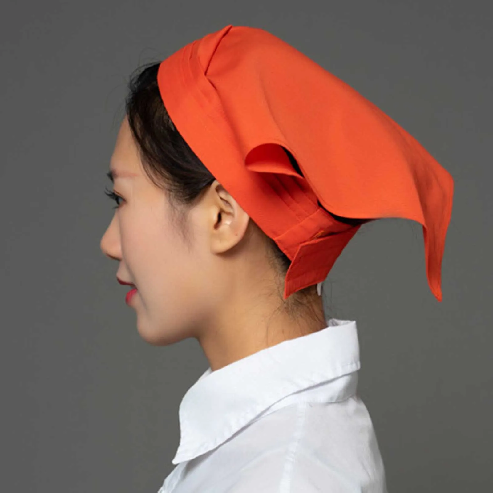 Cotton Head Kerchief for Restaurant Kitchen Staff Women Men Chef Hat Food Hygiene Work Cap Bandana Hairwrap Durable Soft view 3