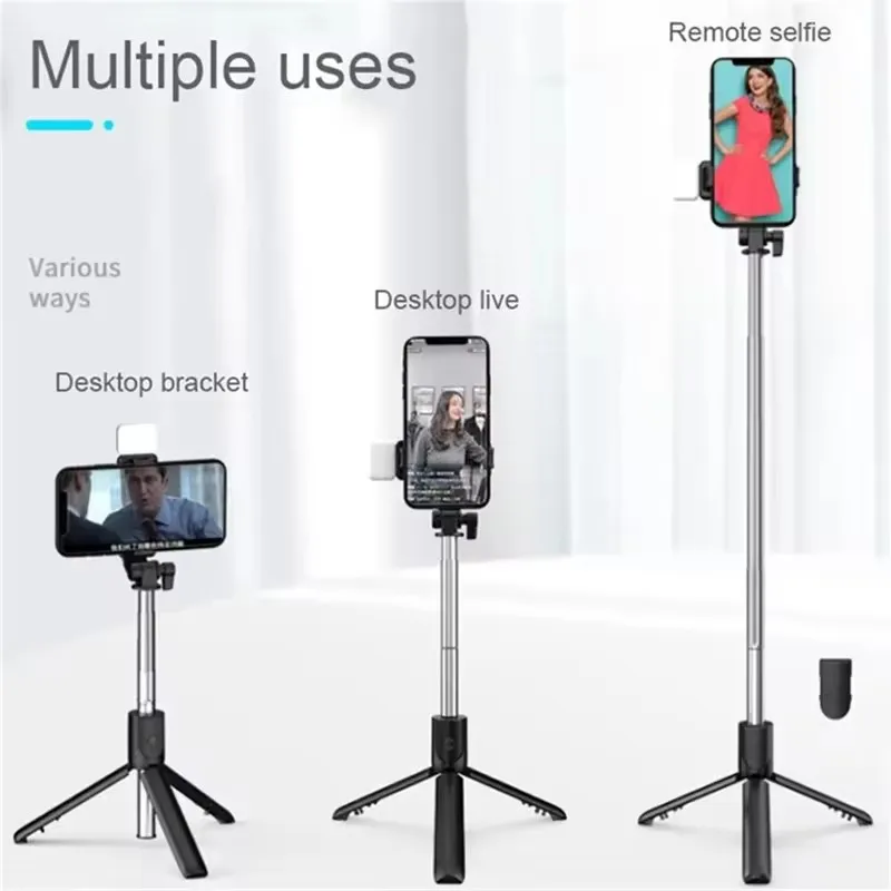 Selfie Stick treppiede remoto Bluetooth con luce di riempimento a Led staffa pieghevole per smartphone per Youtube Tiktok Video Live Holder