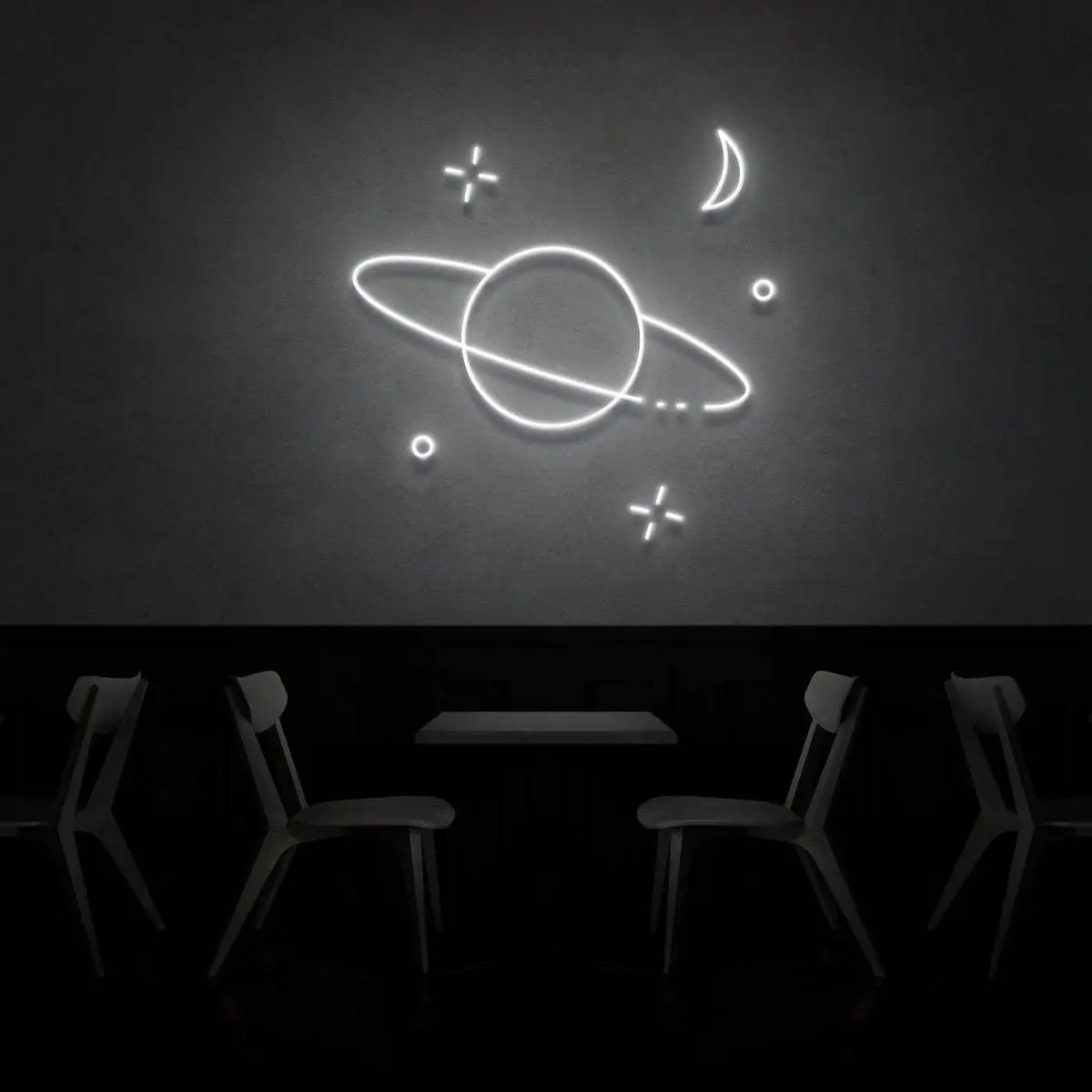 Custom Celestial Space Planet  Saturn And Stars Neon Sign Light For Bedroom Cafe Studio Home Bar Restaurant Office Living Room