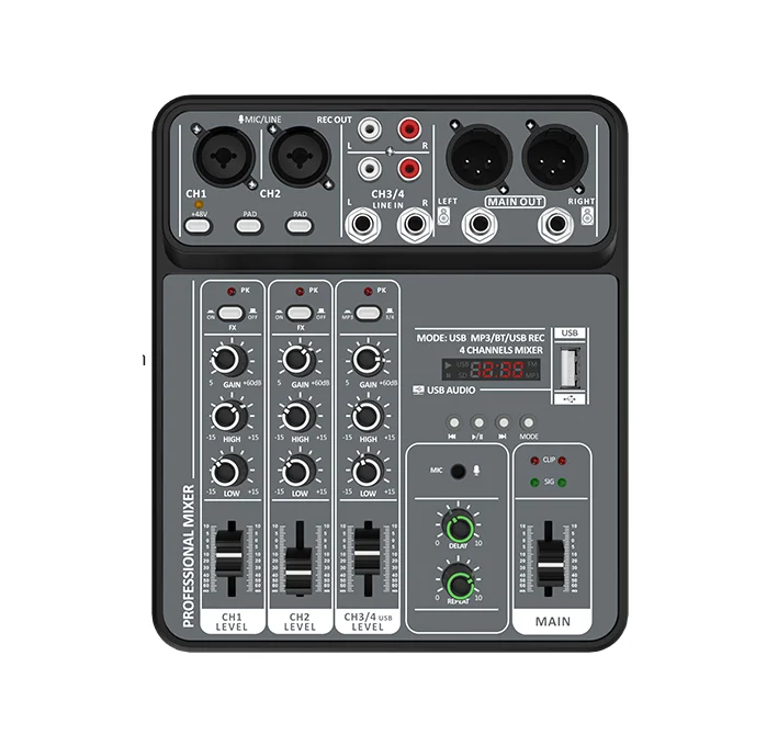 Factory Private Model 4-Channel USB Mixer Small Sound Card Home Live Broadcast Recording Stage Conference