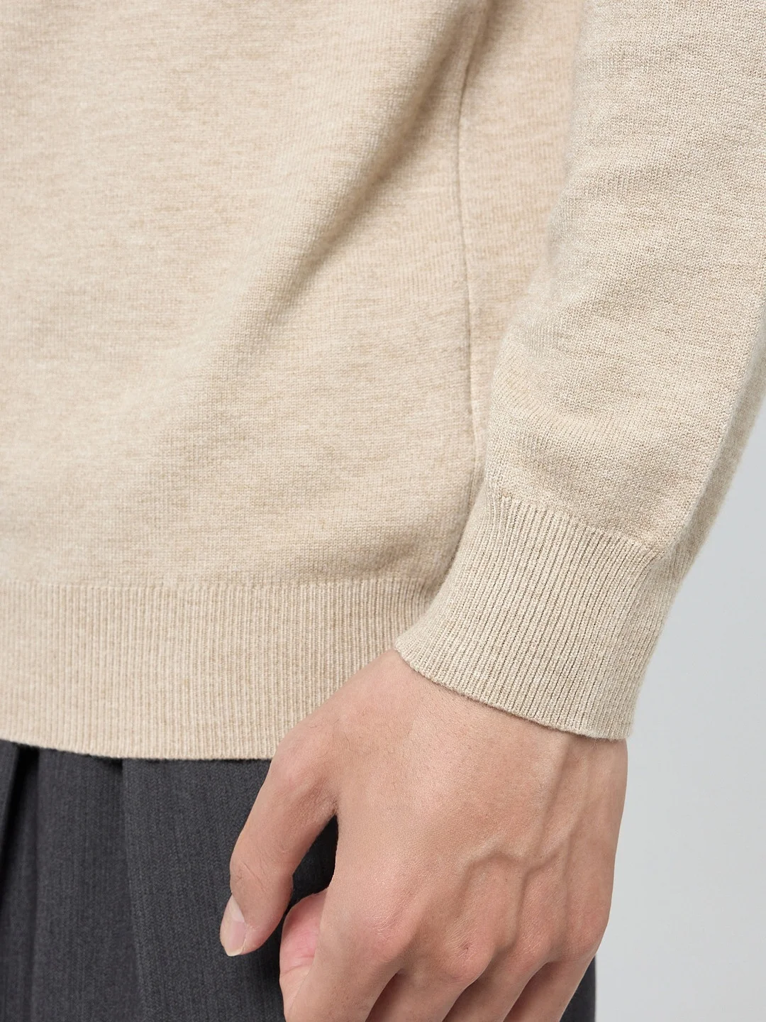 ملابس تريكو دائرية للرجال لون نقي تصميم بسيط كاجوال طويل Sve لموسم الخريف مزيج بوليستر مريح #4