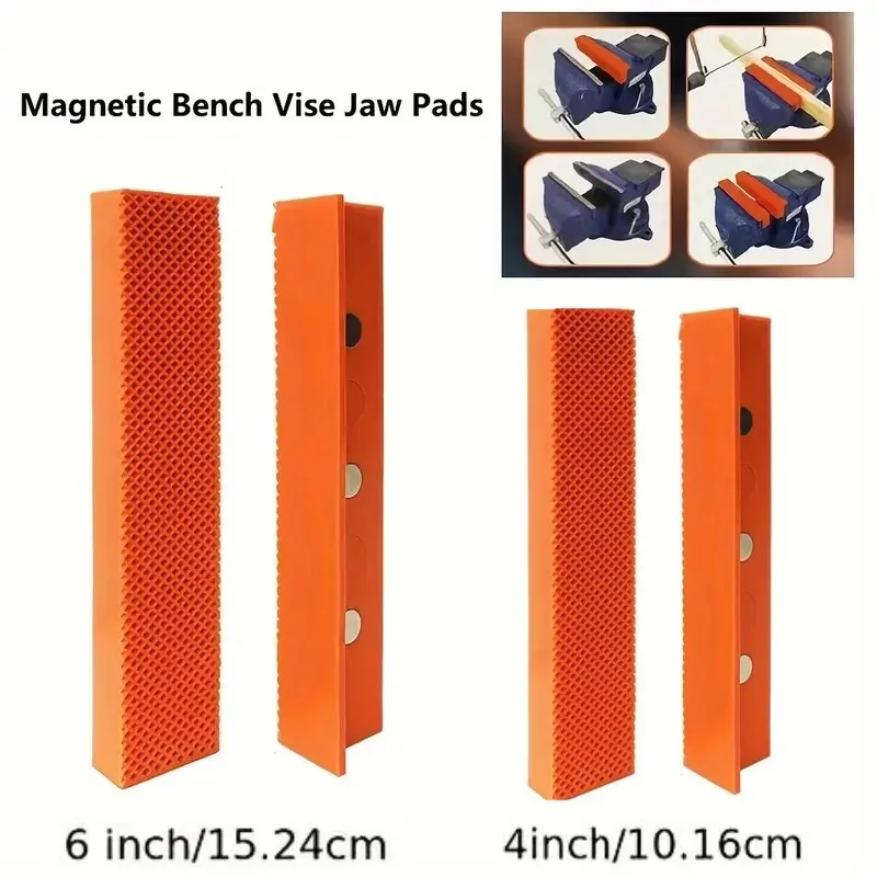 2pcs Nylon Bench Vise Jaw Pads 4/6Inch Magnetic Vice Protectors with Textured Surface for Enhanced Grip For Metal Vise Soft