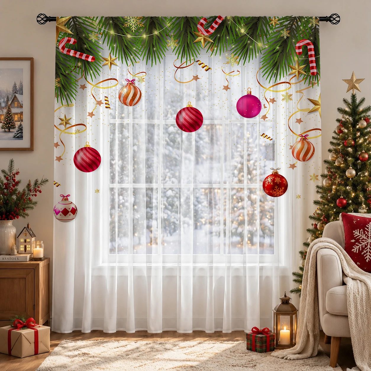Christmas Sheer Curtains Rod P - огляд і ціна Curtain Rods