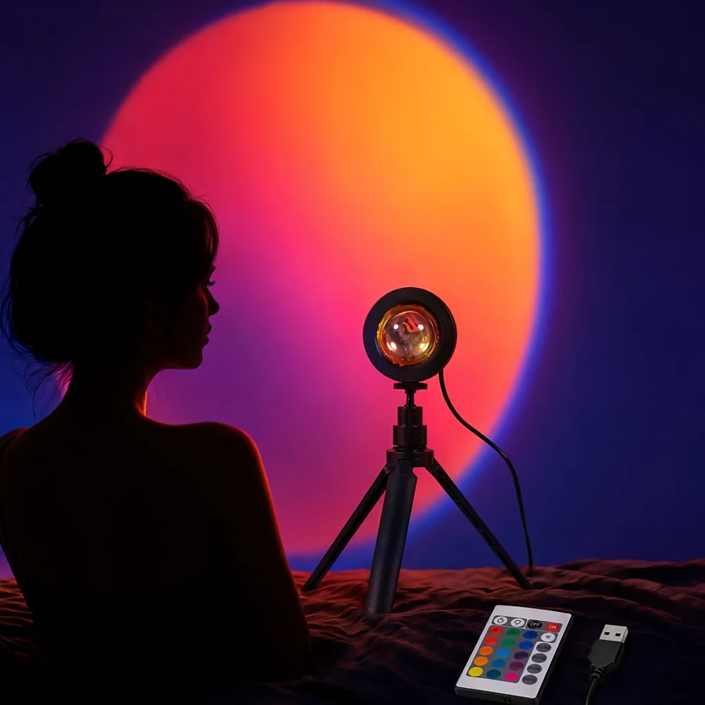RGB-Projektorlampe, USB, 5 V, Nachtlicht mit Fernbedienung, 16 Farben, für Party-Dekoration, Schlafzimmer, Weihnachtsbeleuchtung