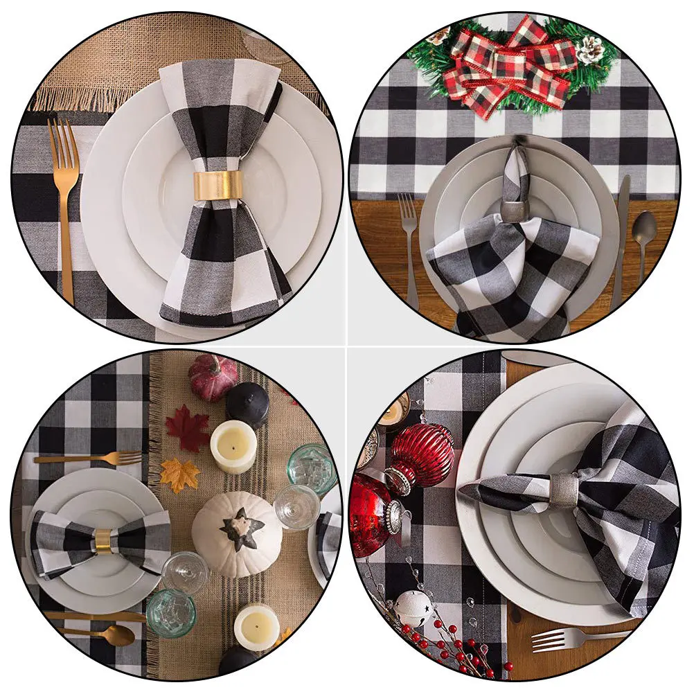 

4Pcs Decorative Placemat Simple Grid Stripe Dining Table Mat Heat Insulation Pad for Home Wedding Banquet Party